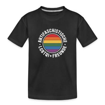 Amis queer antifascistes - Contre la droite - T-shirt bio Premium Enfant - noir - Devant