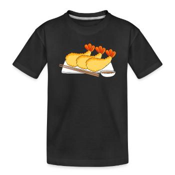 Krabbe Languste Meeresfrüchte Shrimp - Kinder Premium Bio T-Shirt - Schwarz - Vorne