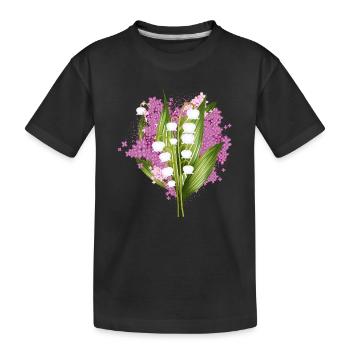 Lily of the valley and lilac as a spring greeting - Kids' Premium Organic T-Shirt - black - Front
