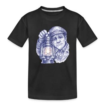 Homme senior avec lanterne - T-shirt bio Premium Enfant - noir - Devant