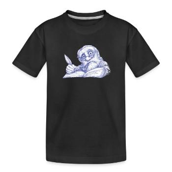 Schreibender Senior mit Federzeichnung - Kinder Premium Bio T-Shirt - Schwarz - Vorne