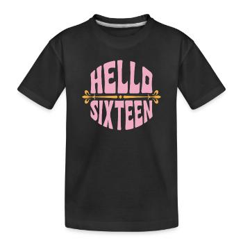Bonjour Seize Or Rose - T-shirt bio Premium Enfant - noir - Devant