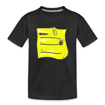 Notizzettel gelb – Büroklammer & Fake‑Fliege - Kinder Premium Bio T-Shirt - Schwarz - Vorne