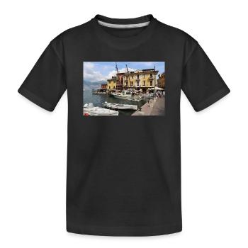 The port of Malcesine - Kids' Premium Organic T-Shirt - black - Front