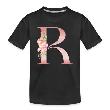 B Florale Dégradé - Lettre art floral - T-shirt bio Premium Enfant - noir - Devant