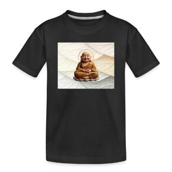 Bouddha sur motif de feuilles - T-shirt bio Premium Enfant - noir - Devant