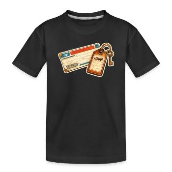 Vintage Airline Ticket Luggage Tag Design - Kids' Premium Organic T-Shirt - black - Front