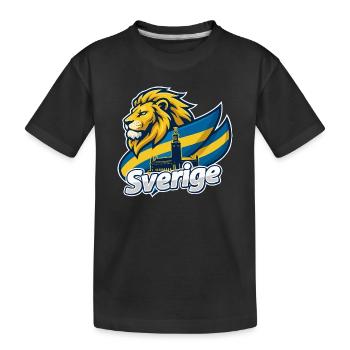Schwedische Löwenflagge - Kinder Premium Bio T-Shirt - Schwarz - Vorne