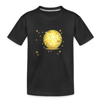 Goldenes Disco-Ball Glanz - Kinder Premium Bio T-Shirt - Schwarz - Vorne