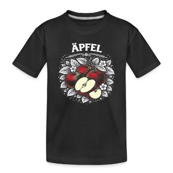 Apfelstillleben Schwarzweiß Vintage - Kinder Premium Bio T-Shirt - Schwarz - Vorne