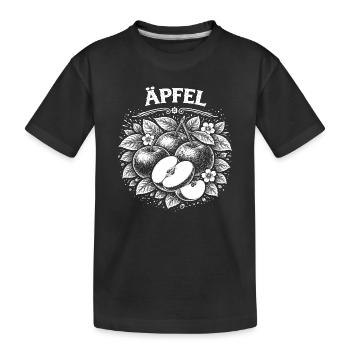 Gravure sur bois de pomme : Estampe botanique - T-shirt bio Premium Enfant - noir - Devant