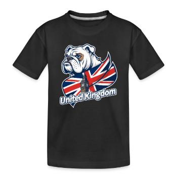 Bulldogge mit britischer Flagge und Big Ben - Kinder Premium Bio T-Shirt - Schwarz - Vorne