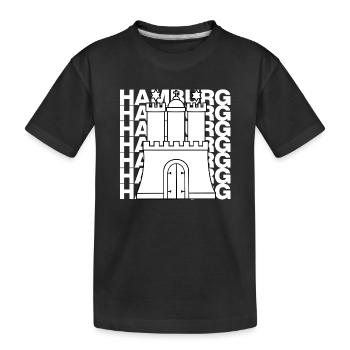 HAMBURG STADTTOR, HANSE, MOIN, HH - Kinder Premium Bio T-Shirt - Schwarz - Vorne