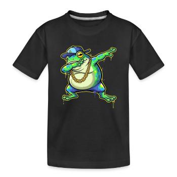 Green Street Frog with Gold Chain Dabbing - Kids' Premium Organic T-Shirt - black - Front