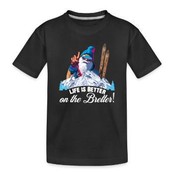 Ski, Skifahren, Life is better on the Bretter - Kinder Premium Bio T-Shirt - Schwarz - Vorne