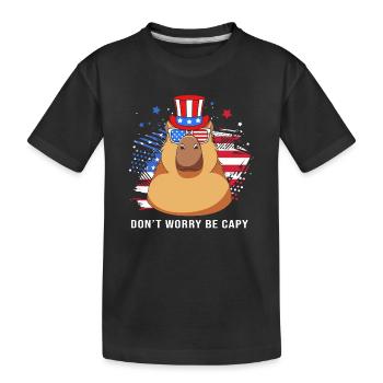 Don't Worry Be Capy Capybara - Kids' Premium Organic T-Shirt - black - Front