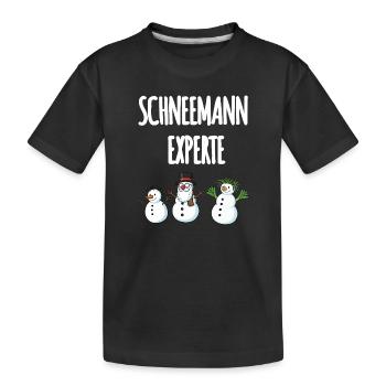 Schneemann Experte - Kinder Premium Bio T-Shirt - Schwarz - Vorne