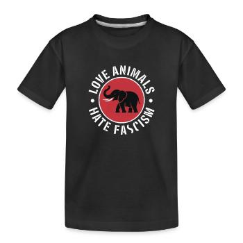 Aime les animaux, déteste le fascisme - Produits dérivés antifascistes - T-shirt bio Premium Enfant - noir - Devant