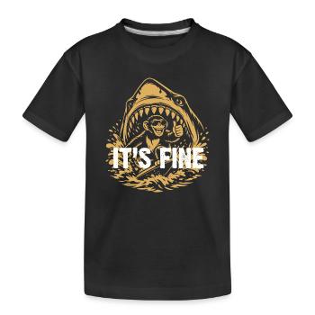 Its Fine Shark Monkey Graphic - Kids' Premium Organic T-Shirt - black - Front