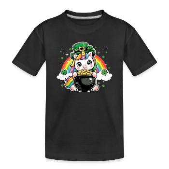 Shamrock Unicorn St Patrick’s Irish - Kids' Premium Organic T-Shirt - black - Front