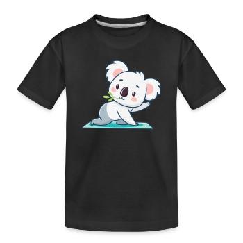 Kawaii-Koala auf grünem Teppich - Kinder Premium Bio T-Shirt - Schwarz - Vorne