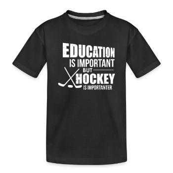 L’école est importante mais le hockey est plus important - T-shirt bio Premium Enfant - noir - Devant