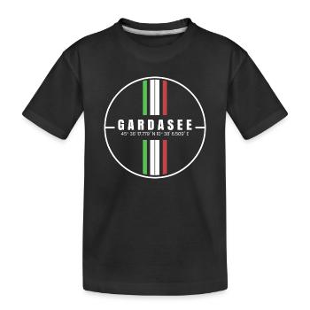 Gardasee Koordinaten - Kinder Premium Bio T-Shirt - Schwarz - Vorne