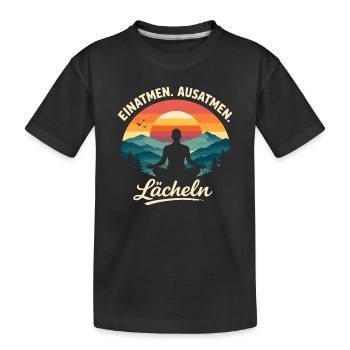 Inspire, expire, sourit, Yoga Dis Cadeau - T-shirt bio Premium Enfant - noir - Devant