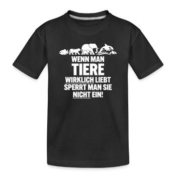 Les animaux sauvages n’ont pas leur place dans les zoos - T-shirt bio Premium Enfant - noir - Devant