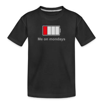 Low Battery Mondays – Low Energy Mood - Kids' Premium Organic T-Shirt - black - Front