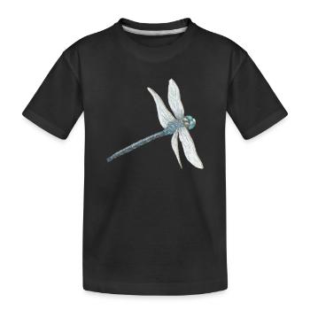 Teal Dragonfly Illustration - Kids' Premium Organic T-Shirt - black - Front