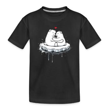 Deux ours polaires câlins sur la banquise - T-shirt bio Premium Enfant - noir - Devant
