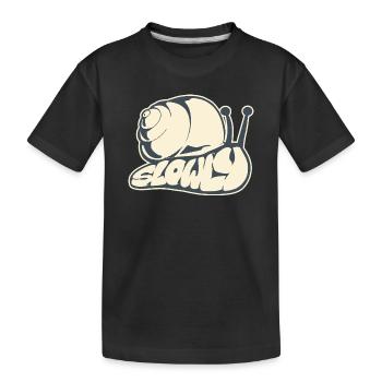 Langsam, gezeichnetes Wort (V2) - Kinder Premium Bio T-Shirt - Schwarz - Vorne