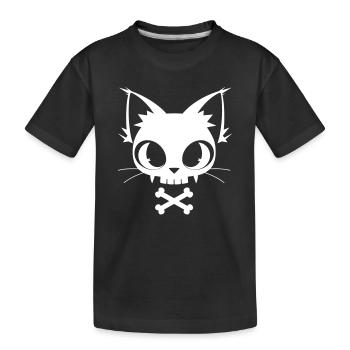 Skull Cat | Kawaii Skull & Bones Motif - Kids' Premium Organic T-Shirt - black - Front