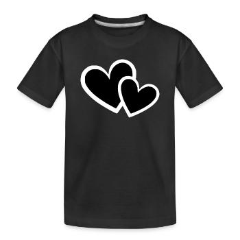 Herz schwarz weiß Geschenk  - Kinder Premium Bio T-Shirt - Schwarz - Vorne