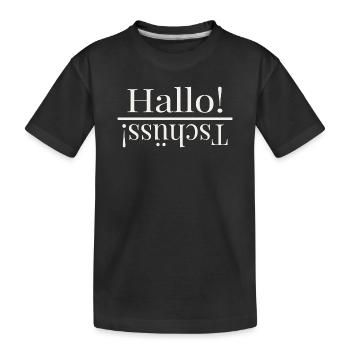 Hello Pun Design - Kids' Premium Organic T-Shirt - black - Front