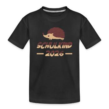 Schulkind 2026 Igel Schultag - Kinder Premium Bio T-Shirt - Schwarz - Vorne