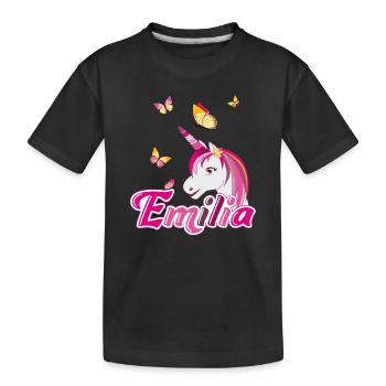 Emilia, maiden name, favorite name - Kids' Premium Organic T-Shirt - black - Front