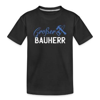 GrafBen Bauherr Bauwerk Grafik - Kinder Premium Bio T-Shirt - Schwarz - Vorne