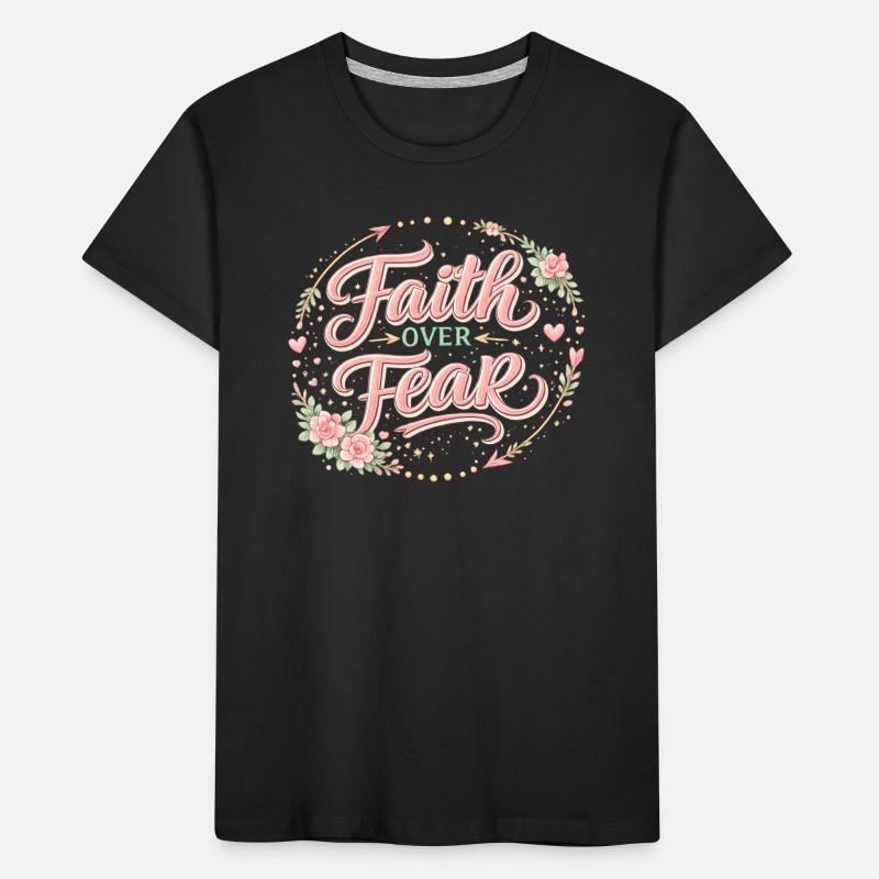 Glaube über Angst Rosaflorale Design Kinder Premium Bio T-Shirt
