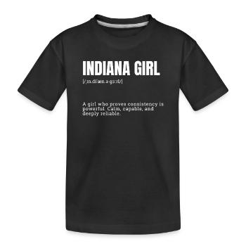 Indiana Girl: Konstanzstarke Typo-Statement - Kinder Premium Bio T-Shirt - Schwarz - Vorne