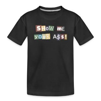 SYMA Letter Collage - Kids' Premium Organic T-Shirt - black - Front