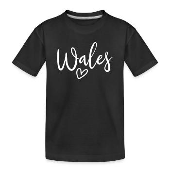 Wales Heart Women's Love Wales - Kids' Premium Organic T-Shirt - black - Front