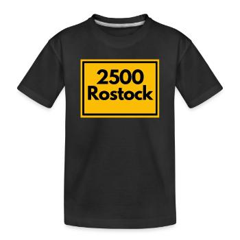 RETRO ZIP 2500 ROSTOCK, DDR STYLE, POSTCODE - Kids' Premium Organic T-Shirt - black - Front
