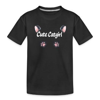 Mignonne fille-chat, expressions de chat, pattes - T-shirt bio Premium Enfant - noir - Devant
