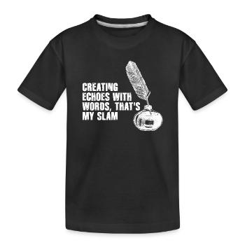 Feder erinnert an Slam-Poesie - Kinder Premium Bio T-Shirt - Schwarz - Vorne