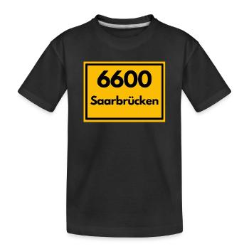 ALTE POSTLEITZAHL PLZ RETRO 6600 SAARBRÜCKEN SAAR - Kinder Premium Bio T-Shirt - Schwarz - Vorne