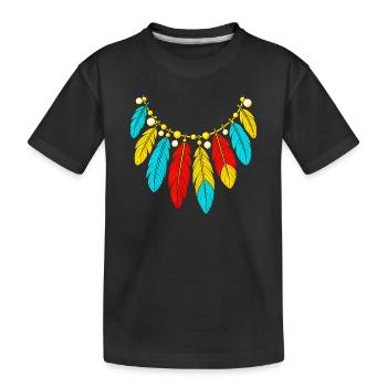 Native American Costume Native American Feathers Necklace Colorful - Kids' Premium Organic T-Shirt - black - Front