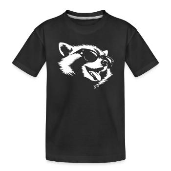 Waschbär Coolness – Sonnenbrille Bandit Kopf - Kinder Premium Bio T-Shirt - Schwarz - Vorne