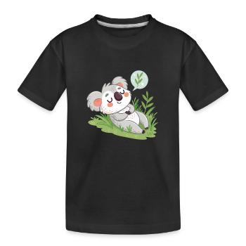 Koala Rêveur sur Pelouse Pastel - T-shirt bio Premium Enfant - noir - Devant